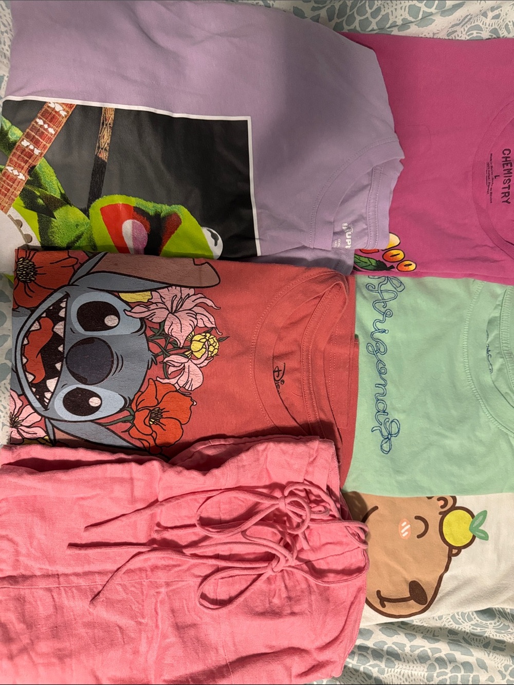 BUNDLE OF 6 Cute Pastel & Graphic Tee Bundle - Lavender, Pink, Coral, Mint